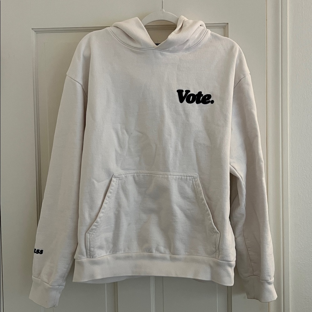 Talentless White Hoodie with 'Vote' Print
